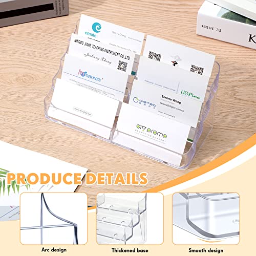 Jutom 4 Pcs 8 Pocket Acrylic Business Card Holder 7.68 x 3.43 x 3.82 Inch Business Card Holder Display Clear Stand Card Organizer Multi Business Card Holder for Desk Literature Flyer Pamphlet