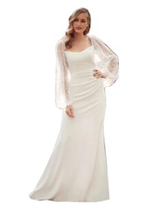 detachable sleeves for wedding dresses pearl tulle illusion removable bridal accessory (ivory 04)