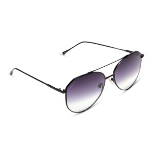 DIFF Jane lightweight oversized aviator sunglasses women UV400 protection, Matte Black + Sharp Grey Gradient