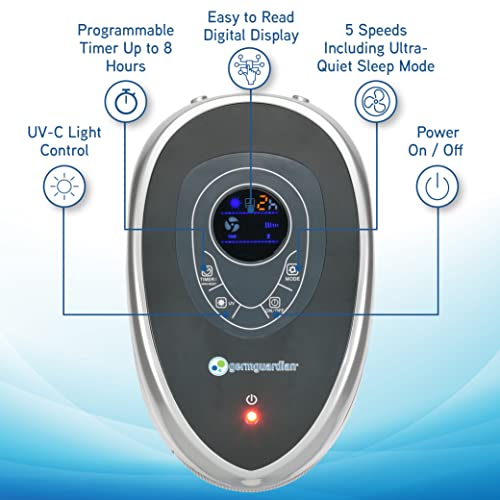 GermGuardian Air Purifier with HEPA Filter, Removes 99.97% of Pollutants, Covers Large Room up to 743 Sq. Foot Room in 1 Hr, UV-C Light Helps Reduce Germs, Zero Ozone Verified, 22", Gray, AC4870