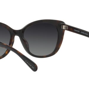 Coach HC8365U Universal Fit Sunglasses, Black/Dark Tortoise/Grey Gradient Polarized, 55 mm