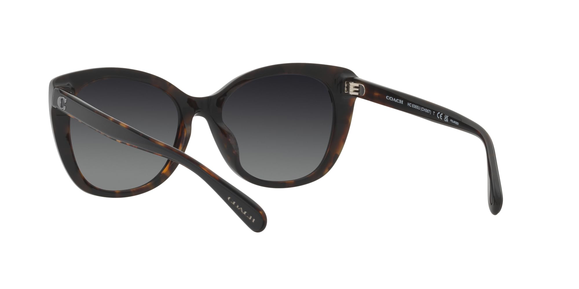 Coach HC8365U Universal Fit Sunglasses, Black/Dark Tortoise/Grey Gradient Polarized, 55 mm