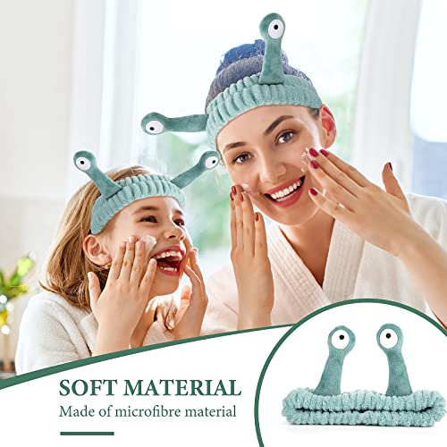 WLLHYF Spa Headband Facial Makeup Head Band Microfiber Soft Coral Fleece Head Wraps Snail Cartoon Cute Christmas Hair Accessories Elastic Skincare Hair Band for Women Girls Washing Face Beauty