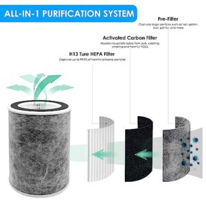 Flintar True HEPA Replacement Filter, Made in TAIWAN, Compatible with Shark Air Purifier Max Models HP201, HP202, UA205, AP1000, HC501, HC502, Compares to Part # HE2FKBAS and HE2FKBASMB, 1-Pack