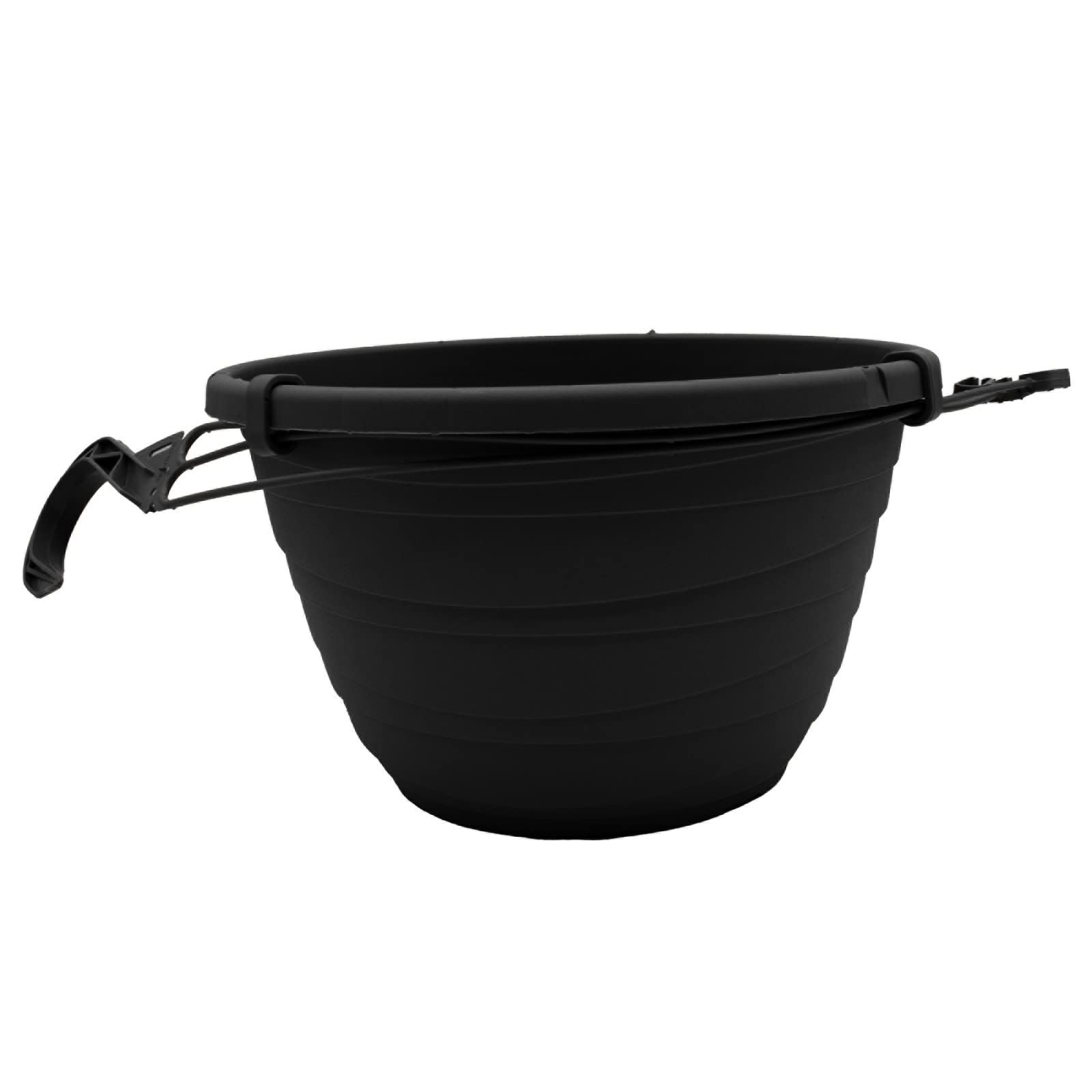 The HC Companies 11 Inch Wrapt Hanging Planter - Lightweight Outdoor Plastic Hanging Basket for Plants, Herbs, Flowers, Black