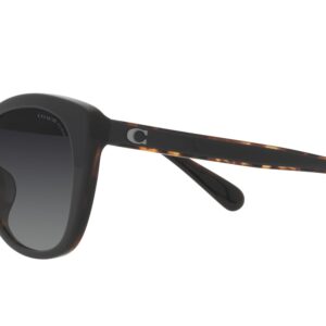 Coach HC8365U Universal Fit Sunglasses, Black/Dark Tortoise/Grey Gradient Polarized, 55 mm