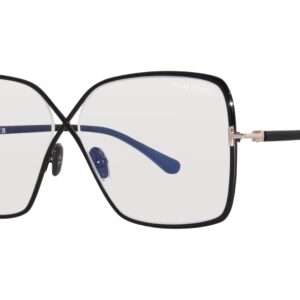 Tom Ford Eyeglasses FT 5841 -B 001 Shiny Black, t Logo/Blue Block Lenses