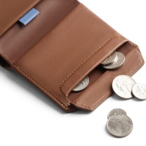 Bellroy Coin Wallet (Slim Coin Wallet, Bifold Leather Design, Holds 4-8 Cards, Magnetic Closure Coin Pouch) - Hazelnut