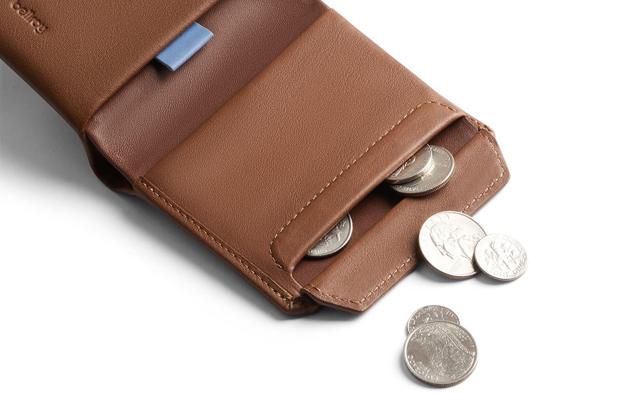 Bellroy Coin Wallet (Slim Coin Wallet, Bifold Leather Design, Holds 4-8 Cards, Magnetic Closure Coin Pouch) - Hazelnut