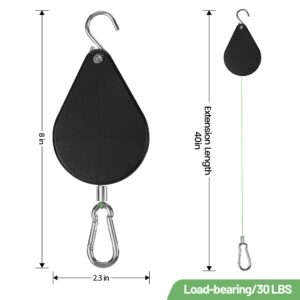 Kitwinney Retractable Plant Hanger - Upgrade Plant Pulleys for Hanging Plants, Easy to Raise and Lower, Suitable for Garden Flower Pots, Hanging Planter, Bird Feeder（Black, 2 PCS）