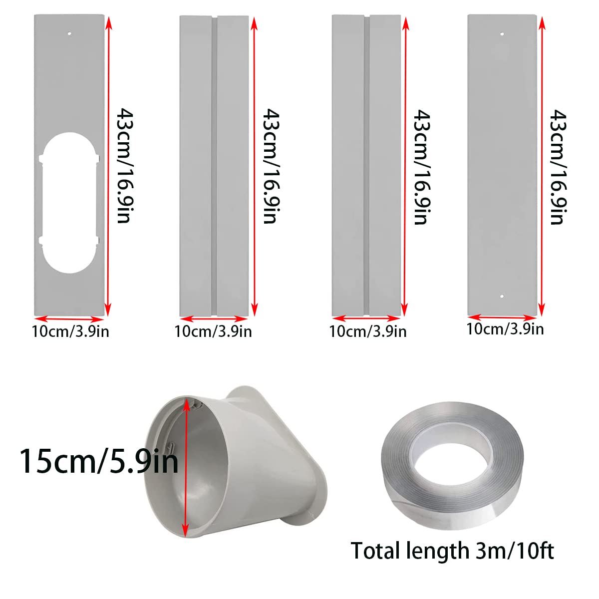 Coolaihan Portable Air Conditioner Window Vent Kit with 5.9” Exhaust Hose Universal Window Seal for AC Unit, AC Window Kit with Coupler for Sliding Horizontal or Vertical Windows