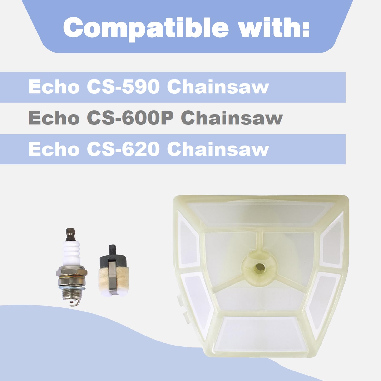 90167Y Air Filter Tune Up Kit Fit for Echo CS-590 CS-600P CS-620 Chainsaw Replaces CS590 CS600P CS620 605309