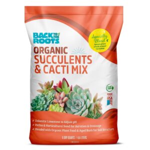 back to the roots 100% organic succulent & cacti mix (6 quart) | made in the usa | premium nutrition for indoor and outdoor plants