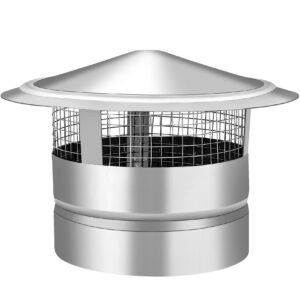 ebusin 8 inch round chimney cap, 8 inch chimney cap with screen, stove pipe topper, galvanized steel quality, silver