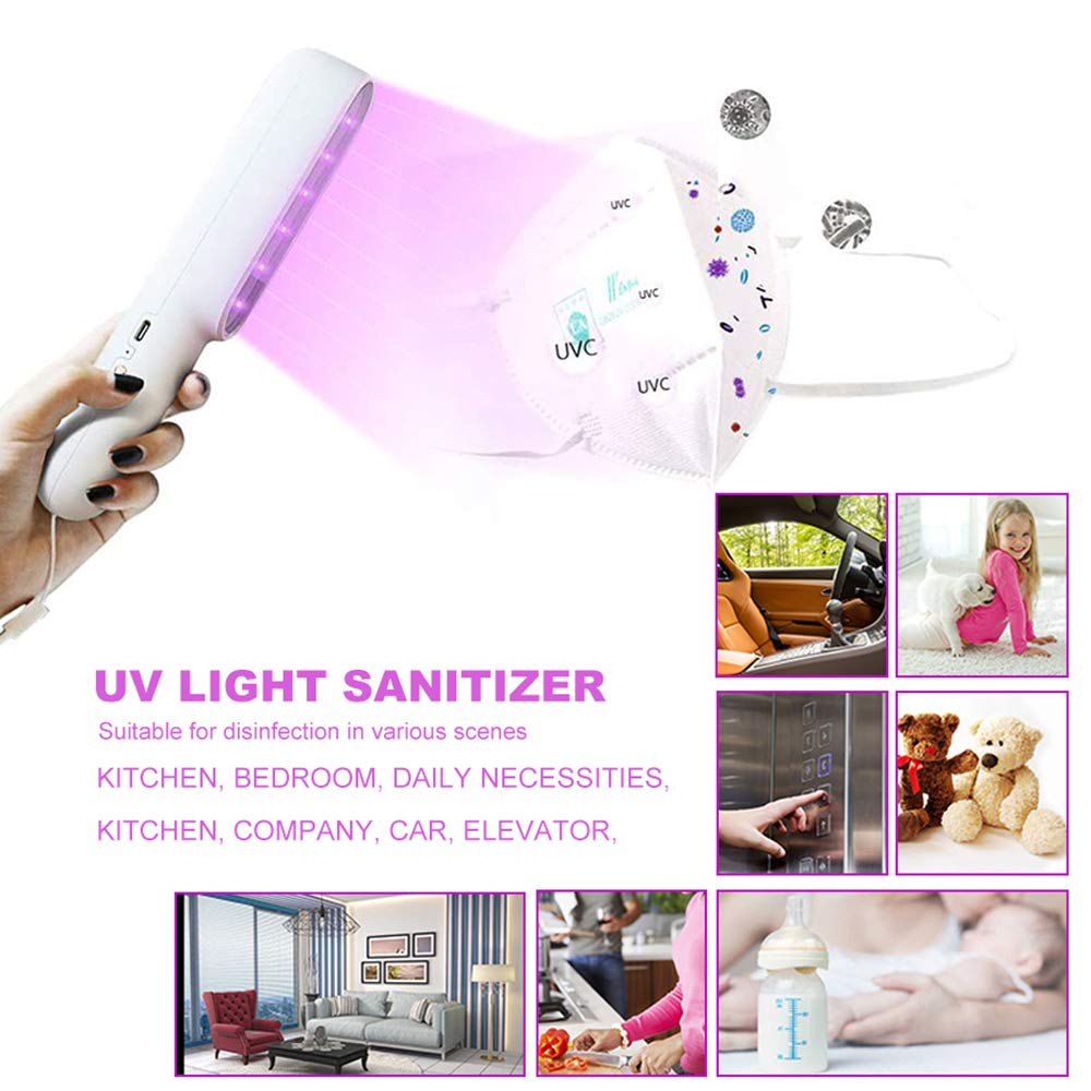 VANELC UV Light Sanitizer Wand, Portable UVC Travel Wand Ultraviolet Disinfection lamp Without Chemicals for Hotel Household Wardrobe Toilet Car Pet Area