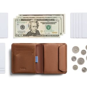 Bellroy Coin Wallet (Slim Coin Wallet, Bifold Leather Design, Holds 4-8 Cards, Magnetic Closure Coin Pouch) - Hazelnut