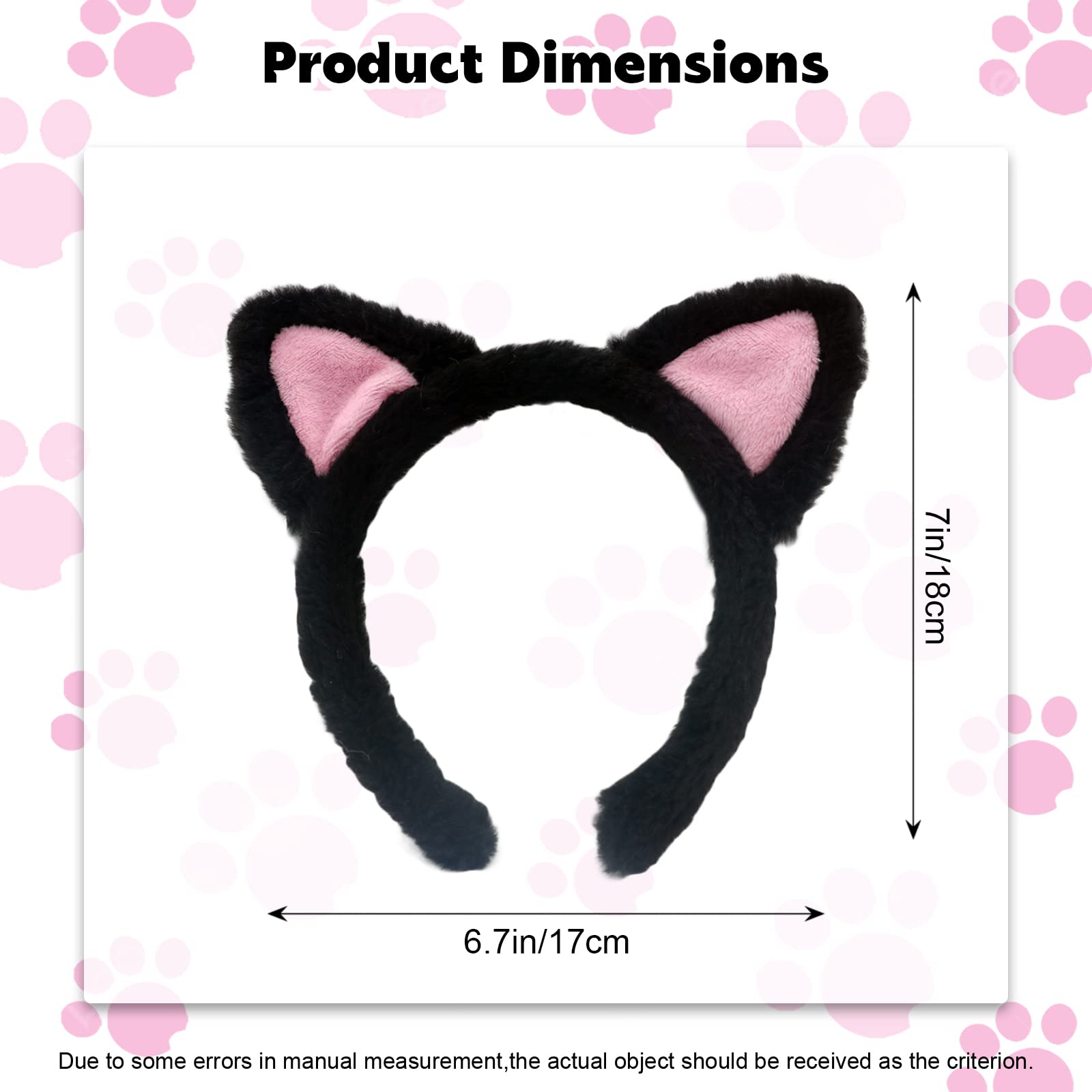 AEGYPIUS Cat Ear Headbands - Plush Soft Ears for Makeup, Shower, Teen Girls & Women (Black)