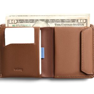 Bellroy Coin Wallet (Slim Coin Wallet, Bifold Leather Design, Holds 4-8 Cards, Magnetic Closure Coin Pouch) - Hazelnut