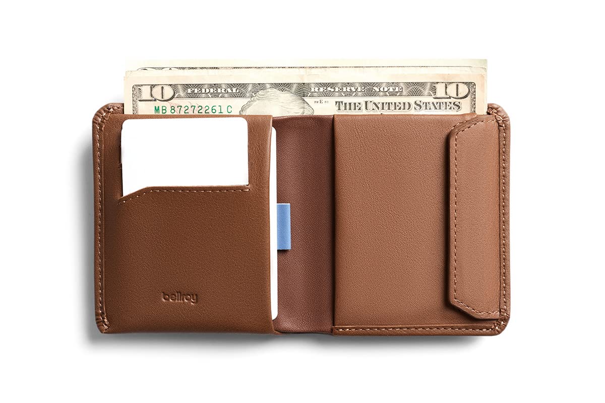 Bellroy Coin Wallet (Slim Coin Wallet, Bifold Leather Design, Holds 4-8 Cards, Magnetic Closure Coin Pouch) - Hazelnut