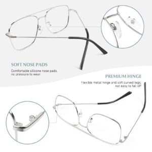 LINVO Fake Glasses Non Prescription Clear Lens Metal Frame Fashion Eyewear for Women Men