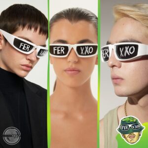 LEGNOVAULT Ferxxxo Glasses, Gafas del ferxxxo, Feliz cumpleaños ferxxxo, Ferxxxo Merch, Sports Sunglasses (White)