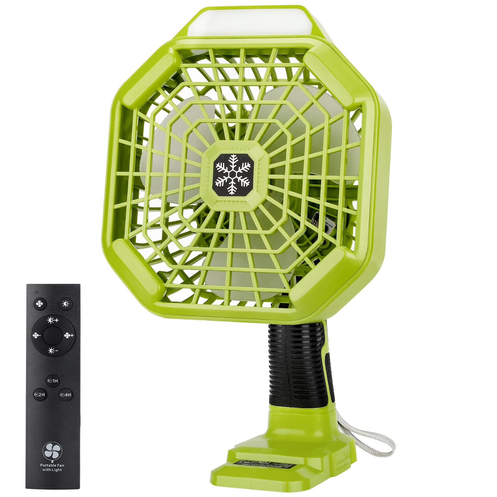 Philophca 7" Camping Fan Compatible with Ryobi 18 Volt One+ Li-ion Ni-CD Ni-MH Battery Personal Battery Powered Cordless Fan, Portable Fan with light and remote