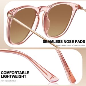 CARFIA Pink Mirrored Lightweight Polarized Sunglasses for Women UV Protection, Retro Square Ladies Sunnies Driving Eyewears