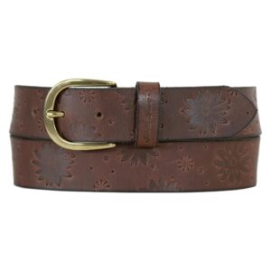 eddie bauer women's casual leather belts, one size fits most, floral tooled-tan, medium