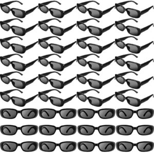 36 Pcs Womens Rectangle Sunglasses Retro Trendy Glasses Vintage Sunglasses Driving Sunglass 90s Eyewear for Girl Men(Black)