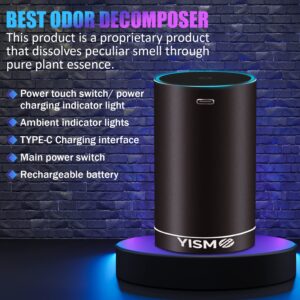 Clean Air Freshener and Odor Eliminator. Travel Size Electric Fragrance Diffuser Removes Pet, Smoke and Other Odors. Smart-Touch USB Charge. Home, Office or Travel. (Sandalwood, Black)