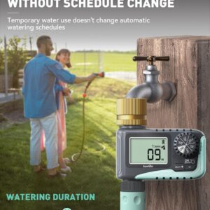 RAINPOINT Sprinkler Timer with Brass Swivel, Water Timer for Garden Hose, Programmable Hose Timer with Rain Delay/Manual Watering, Digital Irrigation Timer System for Lawns, 1 Outlet