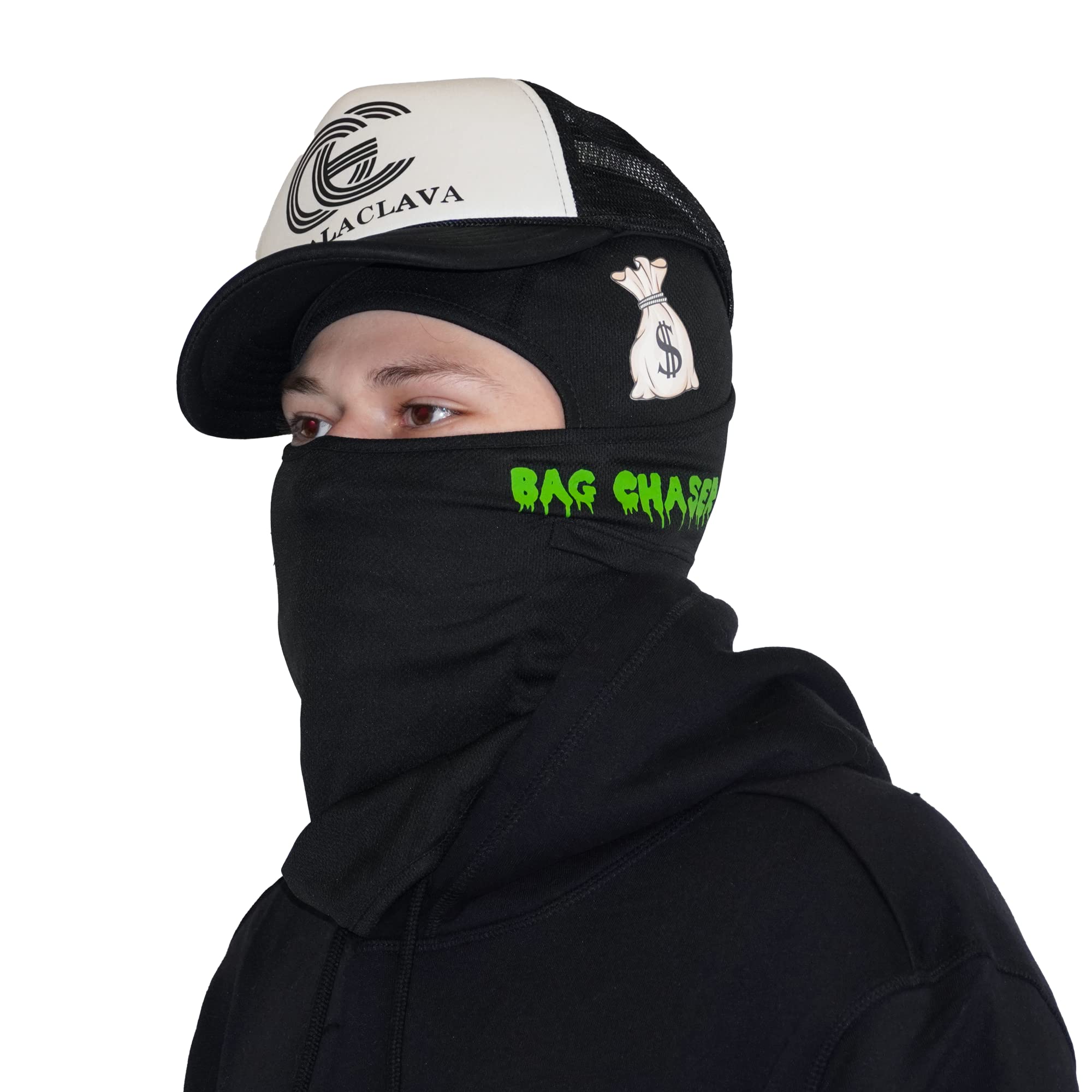 GCBalaclava Bag Chaser Balaclava Fashion Face Mask UV Protection for Men Women Sun Hood Tactical Lightweight Ski Motorcycle Black