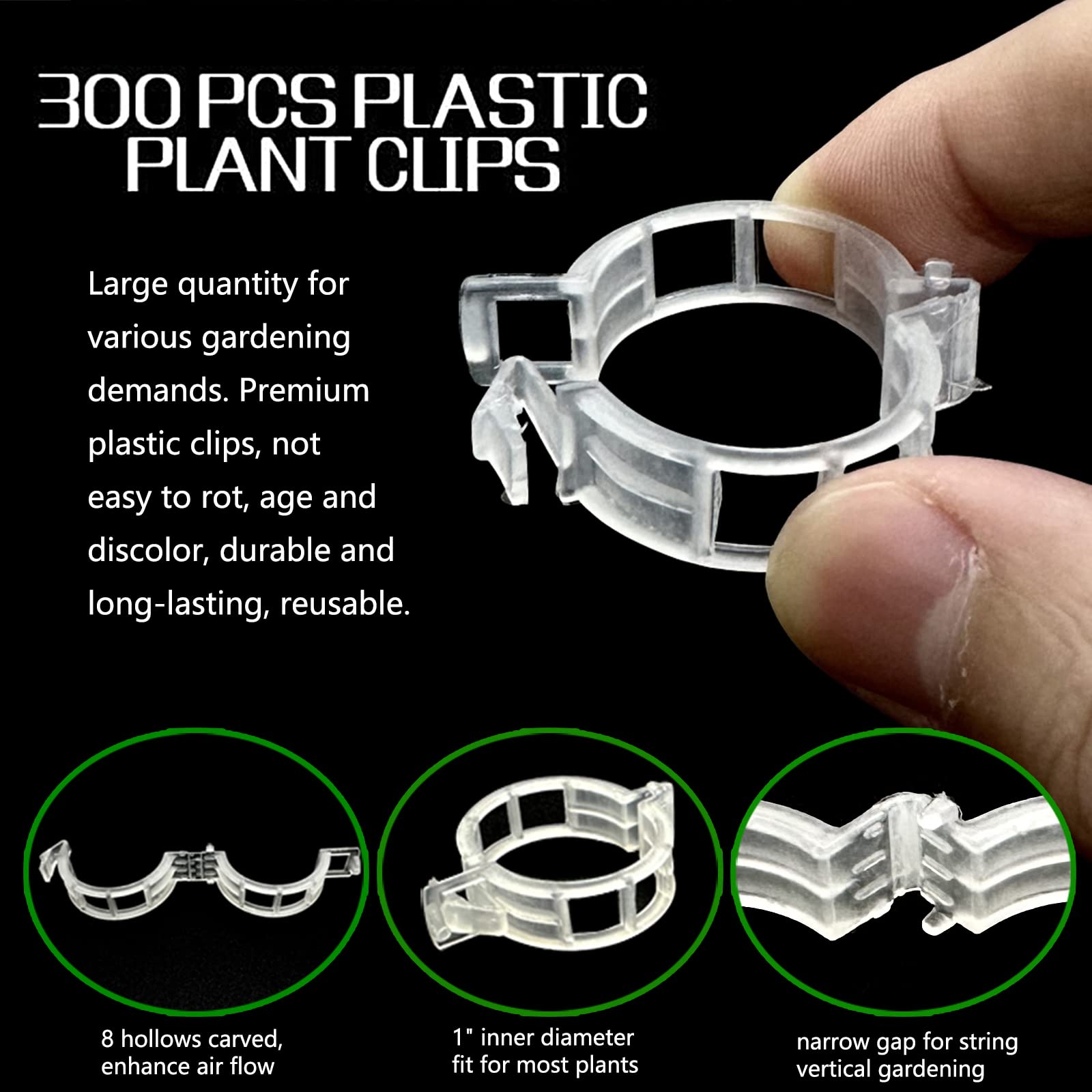 Piteno® 300Pcs Tomato Clips, Plastic Trellis Clips, Plant Support Clips, Grape Vine Tomato Vine Vegetables Plants Garden Support Clips to Grow Upright Makes Plants Healthier