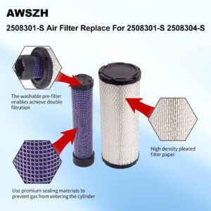 AWSZH M131802 Inner Outer Air Filter Cleaner Replace For 25 083 01-S 25 083 04-S Kohler Kawasaki 11013-7019 11013-7044 11013-7045 M131803 Kubota TA040-93220 TA040-93230 P822858 P821575 Lawn Mover