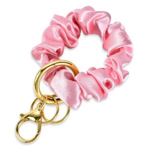 Junyuerly Wrist Strap Key Chain Elastic Scrunchie Bracelet Multifunctional Key Ring for Women (Style B -pink)