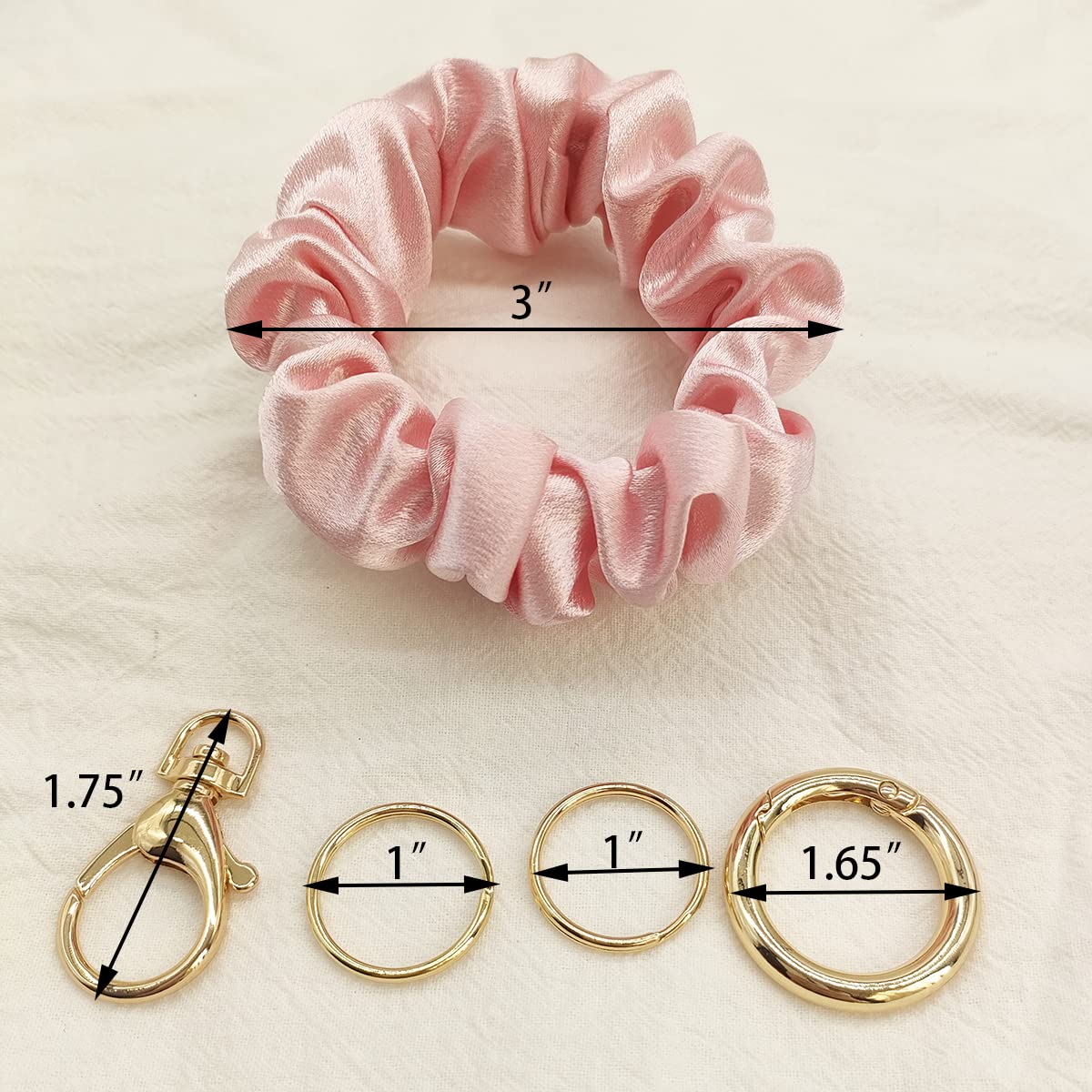 Junyuerly Wrist Strap Key Chain Elastic Scrunchie Bracelet Multifunctional Key Ring for Women (Style B -pink)