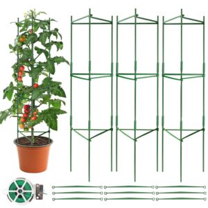 Doksving 3 Packs Tomato Cage 4ft Plant Support Garden Stake,Tomato Garden Cages for Plants, Vegetables, and Climbing Vines with Twist Tie