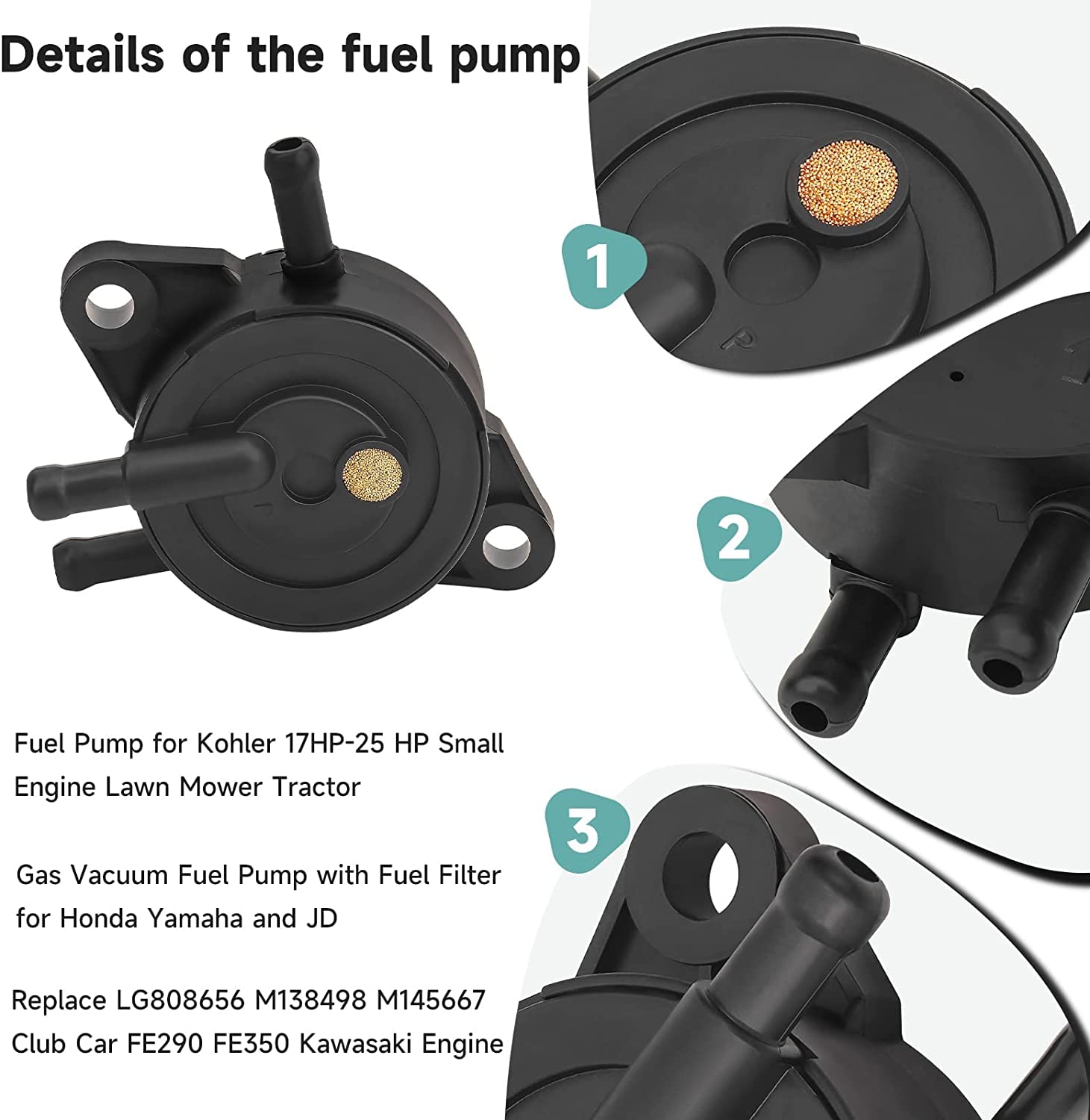 AWSZH 698754 499486S Air Filter 49065-7007 49065-0721 Oil Filter 49040-7001 Fuel Pump Compatible With B&S 492932 808656 273638S for JD LA135 Kawasaki A18-26 HP Intek V-Twins Engine Lawn Mower Tractor