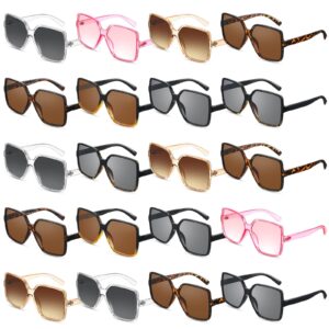 Xuhal 20 Pairs Women's Square Oversized Sun Glasses Retro Wide Flat Top Sunglasses UV Protection Trendy Shades for Women, Assorted Styles