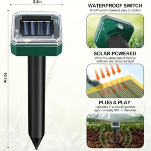 Mole Repellent for Lawns 4 Pack Snake Repellent for Yard Solar Gopher Trap Groundhog Vole Repellent Ultrasonic Spike Outdoor Waterproof Sonic Chipmunk Rodent Garden Burrowing Animals Deterrent Stake