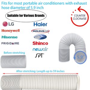 Coolaihan Portable Air Conditioner Window Vent Kit with 5.9” Exhaust Hose Universal Window Seal for AC Unit, AC Window Kit with Coupler for Sliding Horizontal or Vertical Windows