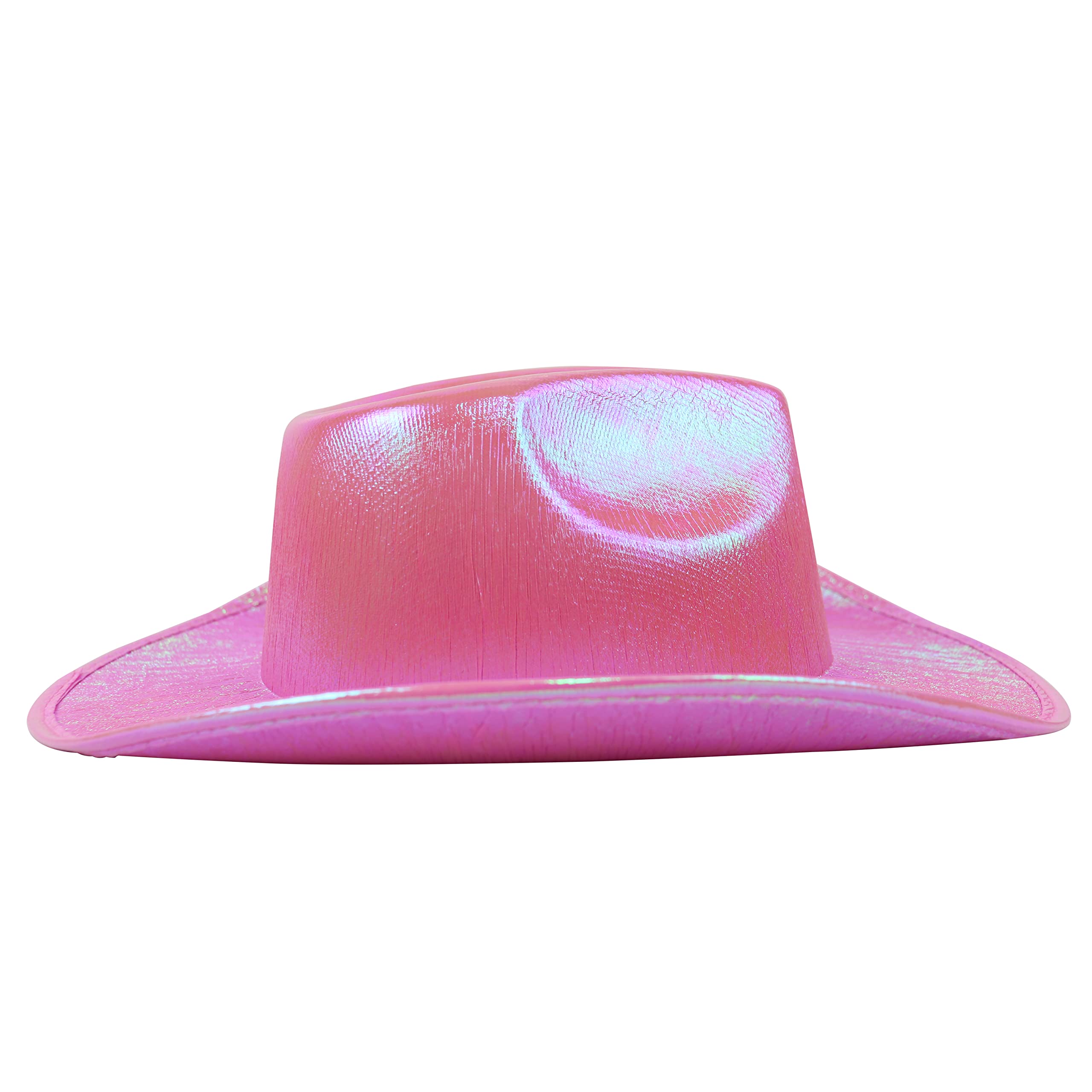 GiftExpress Pink Space Holographic Cowgirl Hat | Neon Pink Shiny Sparkly Glittering Cowboy Hat for Western Cowboy Themed Party Supply | Cowgirl Costume Hat