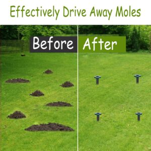 Mole Repellent for Lawns 4 Pack Snake Repellent for Yard Solar Gopher Trap Groundhog Vole Repellent Ultrasonic Spike Outdoor Waterproof Sonic Chipmunk Rodent Garden Burrowing Animals Deterrent Stake