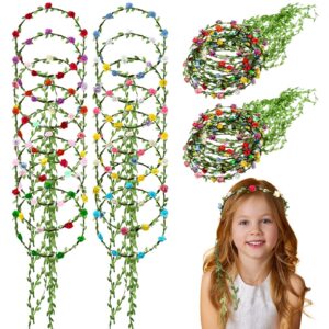 100 pcs assorted colored flower crown bohemian floral garland headbands for women green leaves garland headpiece for girls