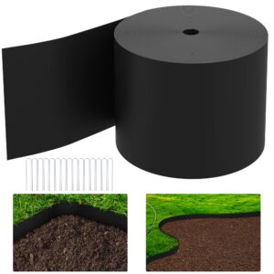 watayo 50 ft grass barrier landscape edging coil -5 inch depth terrace board edging -flexible garden bed edging -weed barrier edging for garden lawn area driveway path sidewalk