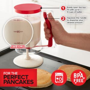 Modern Innovations Griddle Breakfast Kit Accessories - Pancake Batter Dispenser for Griddle, Cast Iron Grill Press for Bacon, 4 Egg Rings/Pancake Molds and Spatula, Compatible With Blackstone Griddles