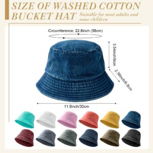 15 Pcs Washed Cotton Bucket Hat Distressed Wide Brim Sun Hats Floppy Packable Fishing Hat Trendy Summer Foldable Flat Top Cap for Women Men Travel Hiking Beach Sports outdoor, 12 Colors