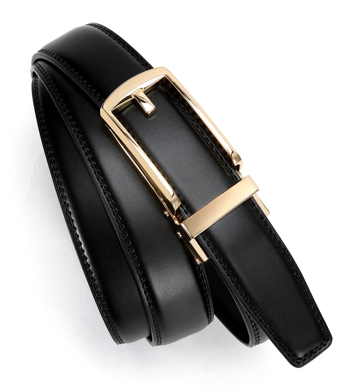 CR Belt for Women - Black Belt with Gold Buckle Women - 1.25" Adjustable Ladies Ratchet Belts