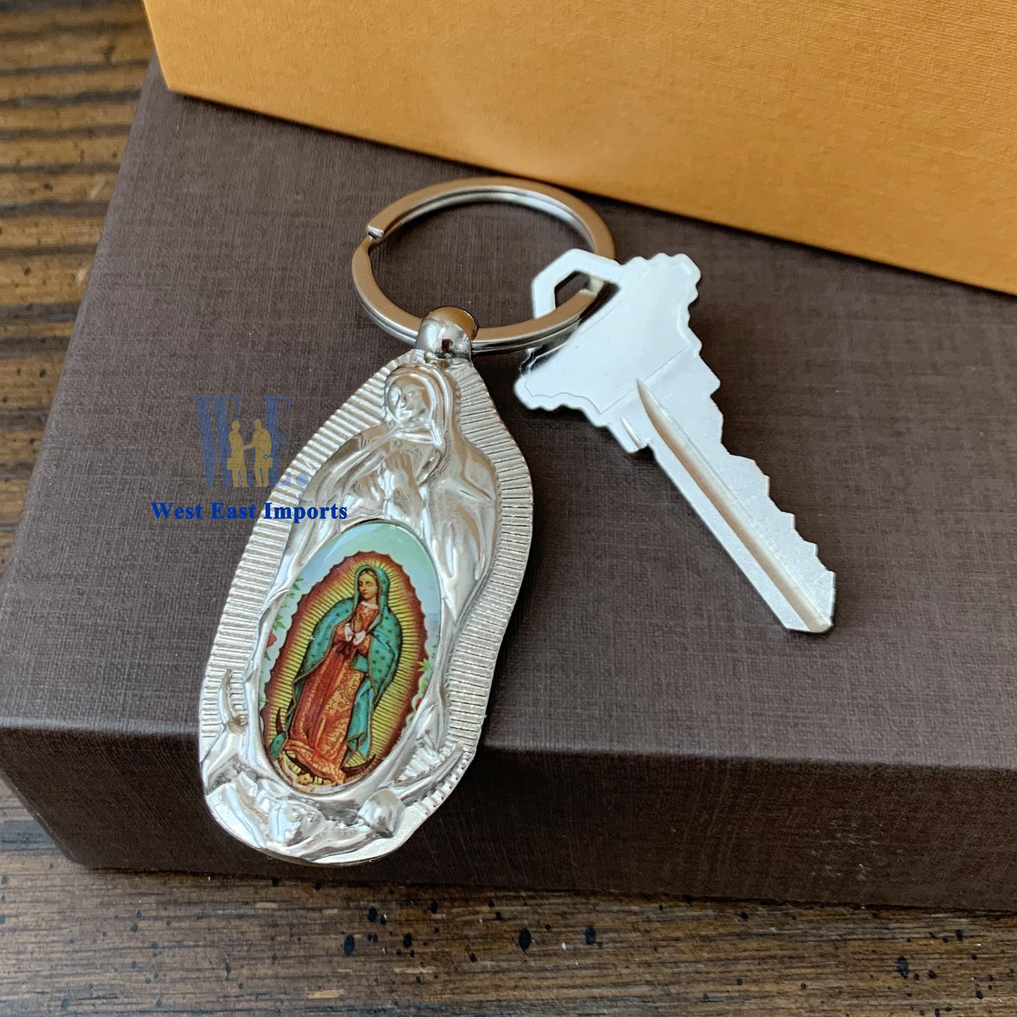 Personalized First Communion Keychain Favor (12 PCS) Engraved Our Lady of Guadalupe Baptism Metal Key Ring/Recuerdos Para Primera Comunion Niña Niño/Customized Christening