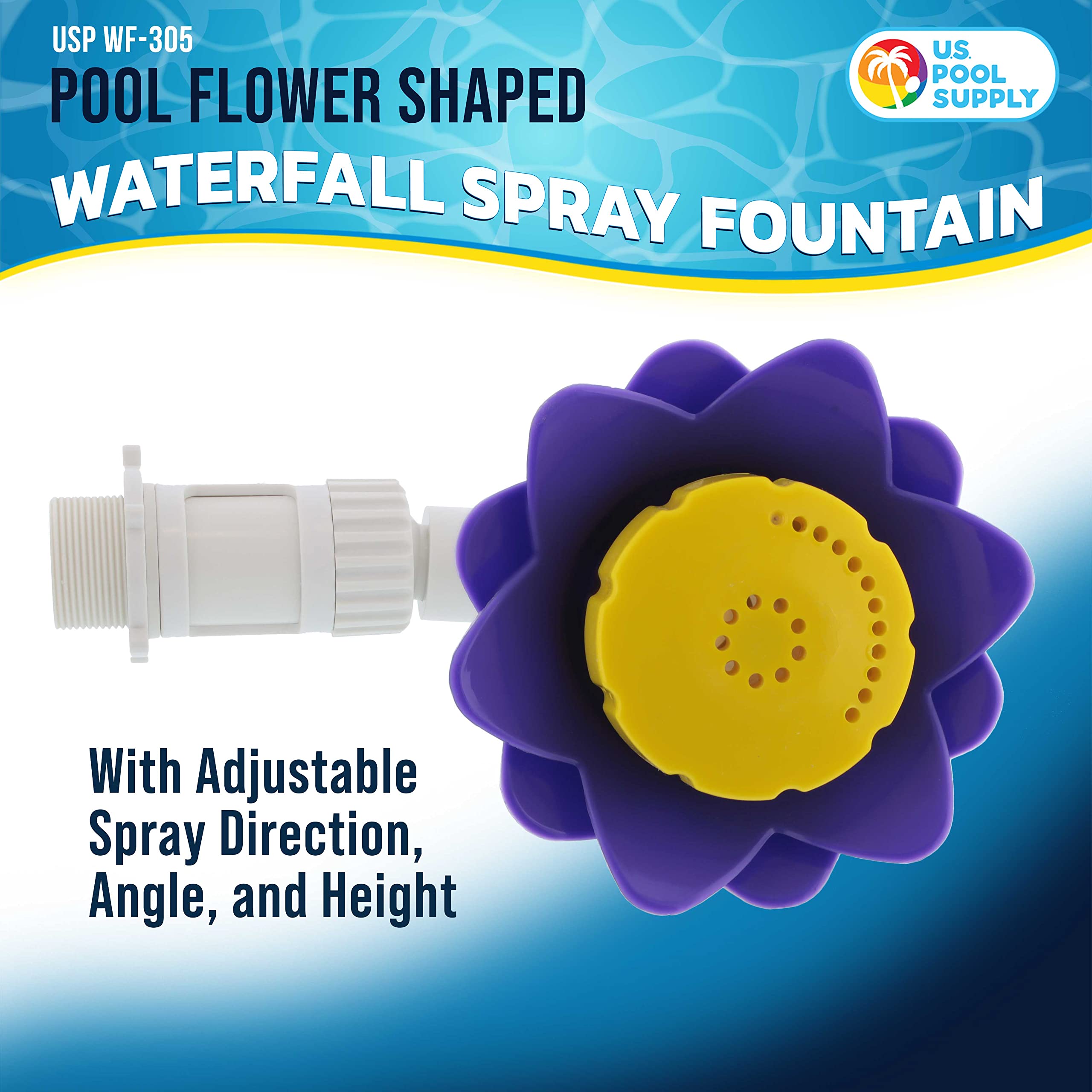 U.S. Pool Supply Swimming Pool Flower Shaped Waterfall Spray Fountain - Adjustable Sprinkle Distance, Pool Spray Aerator Cools Water Temperature - In-Ground, above-Ground Pools, Ponds, Fun Decoration